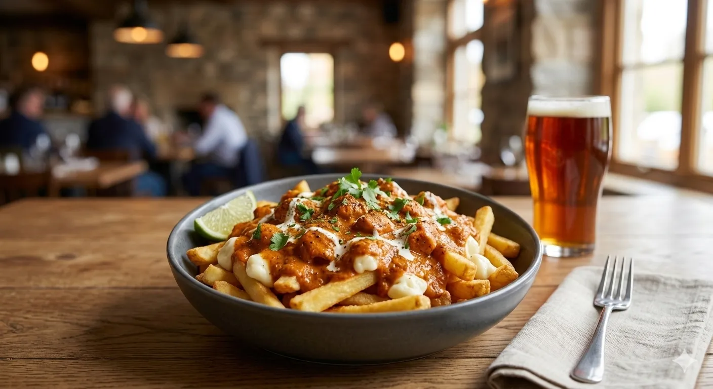 Butter chicken poutine at Edwing in London, Ontario